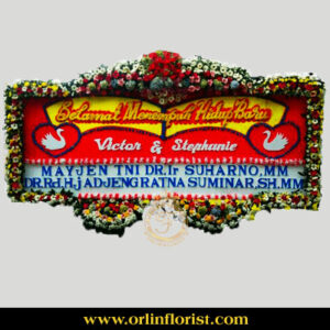 Karangan Bunga Papan Happy Wedding JKT-003