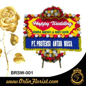 bunga papan happy wedding di brebes