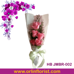 bunga mawar pink 5 tangkai